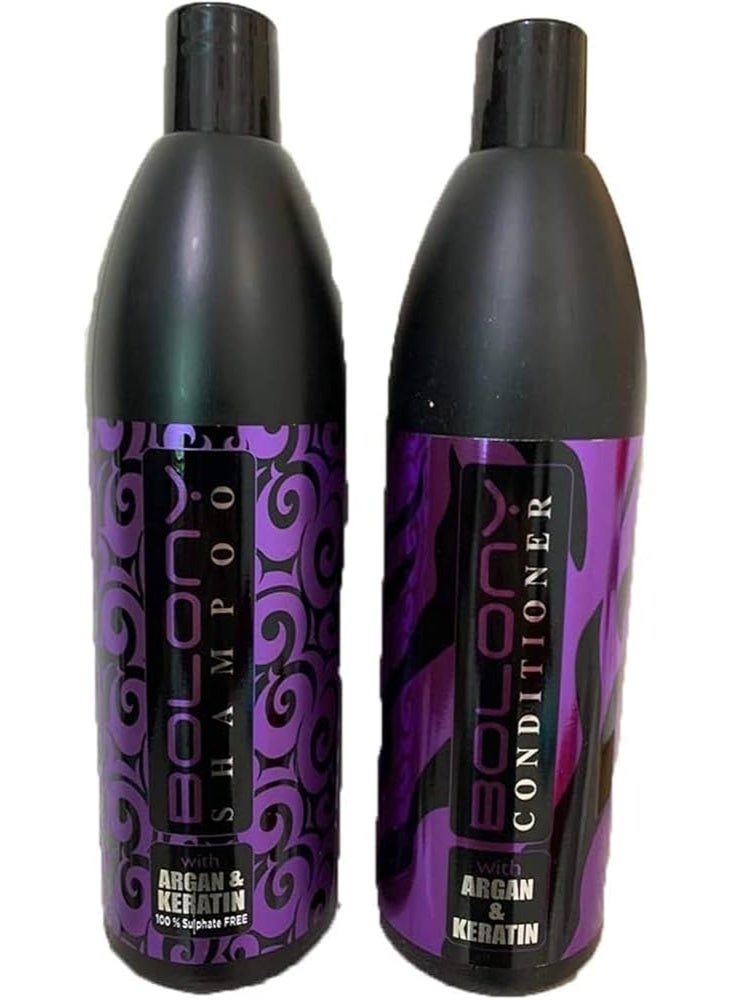 Bolony Argan & Keratin Shampoo and Conditioner 1000ML (2PC SET) - Image 2